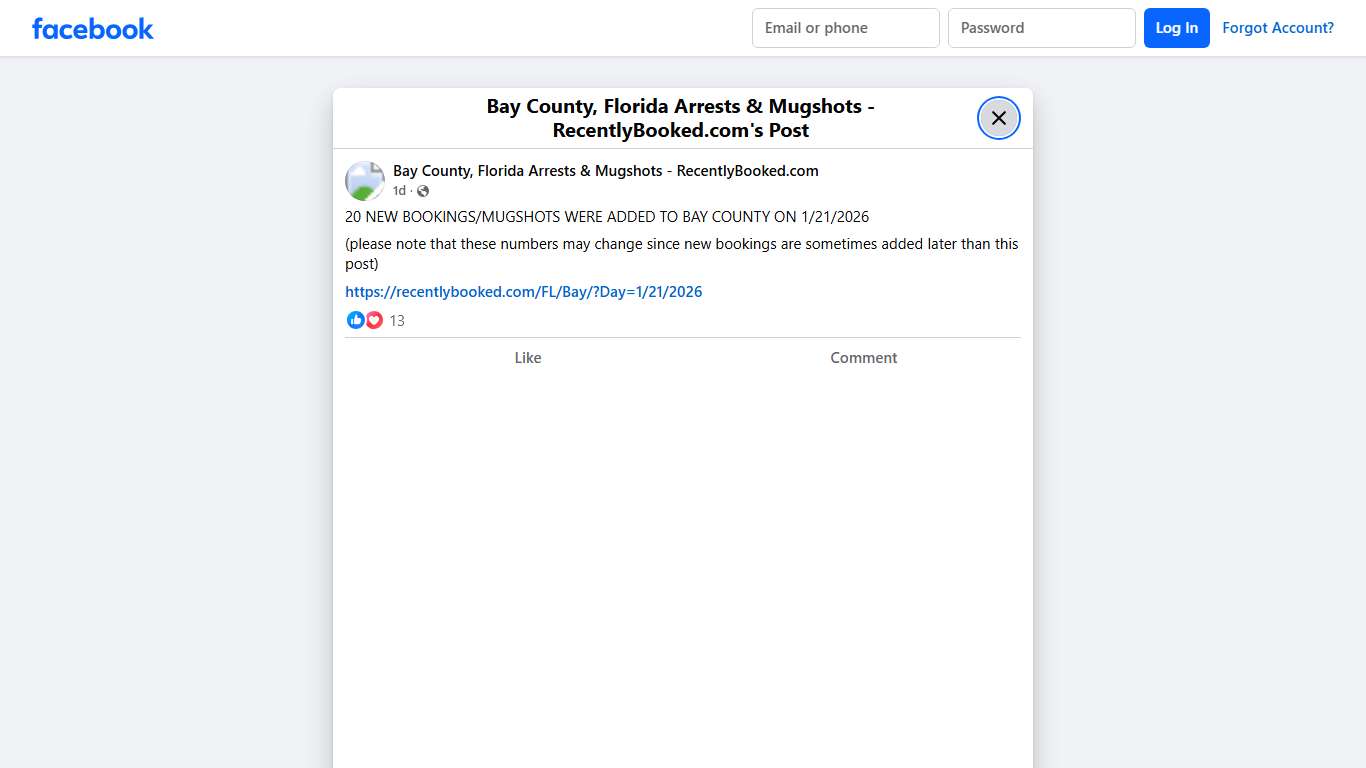 20 NEW BOOKINGS/MUGSHOTS WERE ADDED TO BAY COUNTY ON 1/21/2026 (please note that these numbers may change since new bookings are sometimes added later than this post)... - Bay County, Florida Arrests & Mugshots - RecentlyBooked.com Facebook